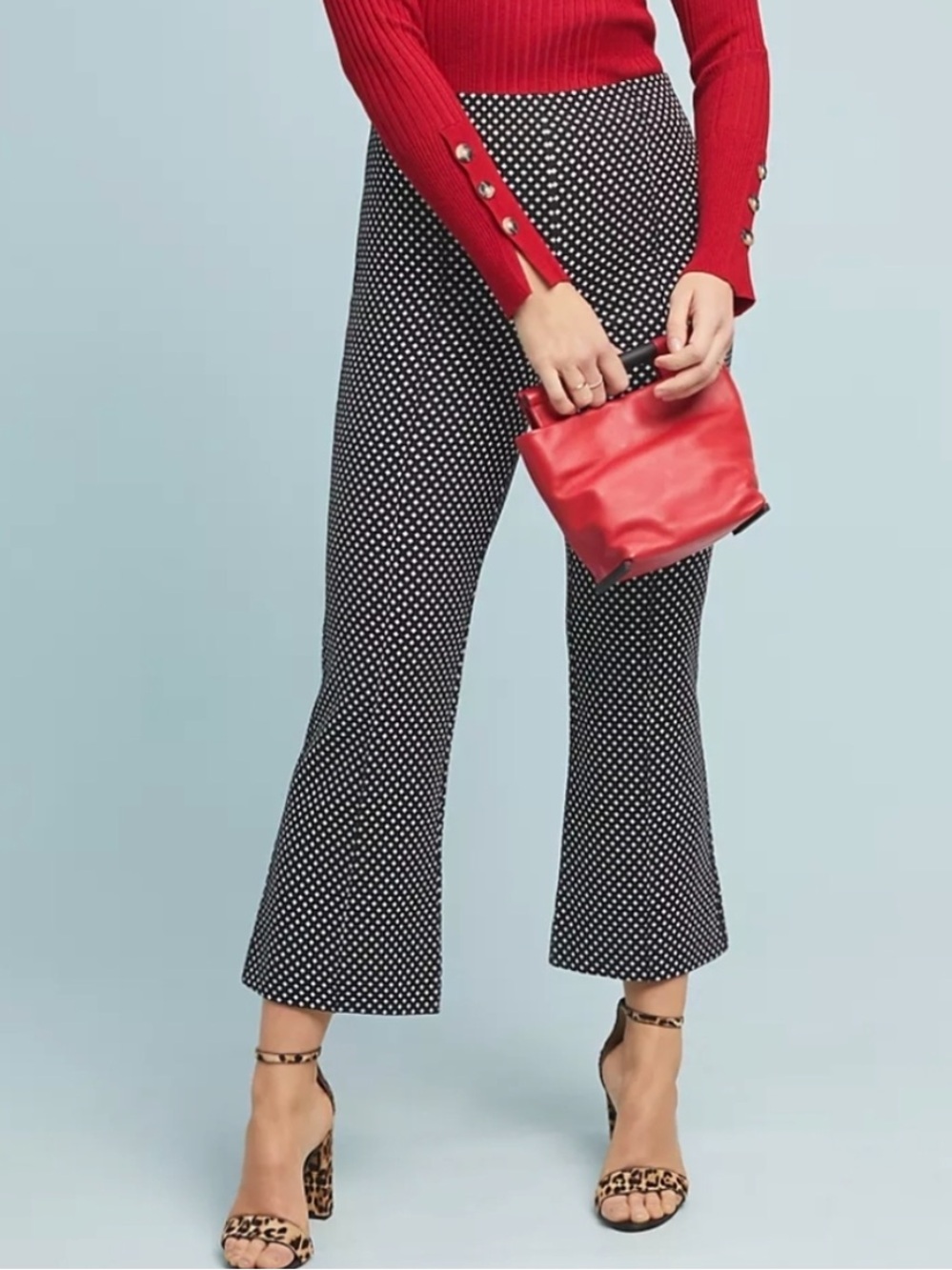 Anthropologie The Essential Crop Pants Flare Diamond Print Trouser Size Small